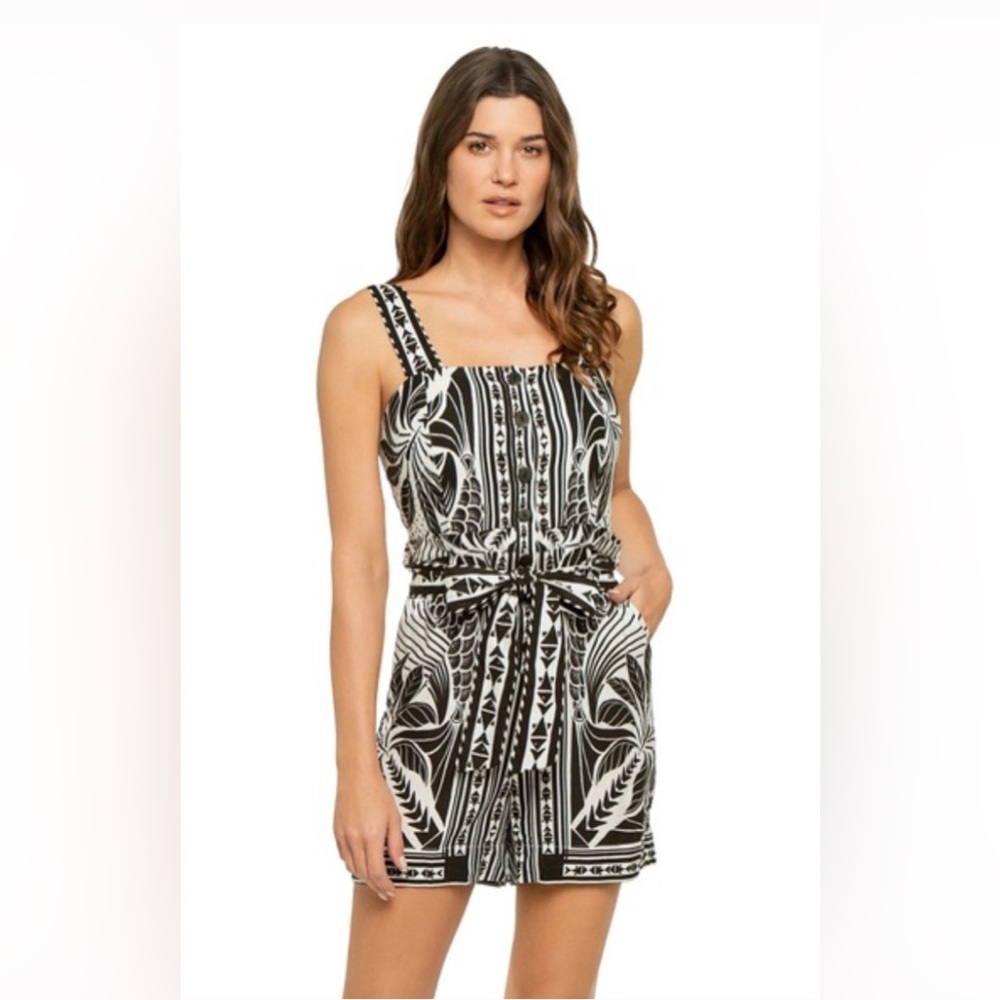FARM Rio - Monochrome Elegance Scarf Romper in Off White - Picture 3 of 6